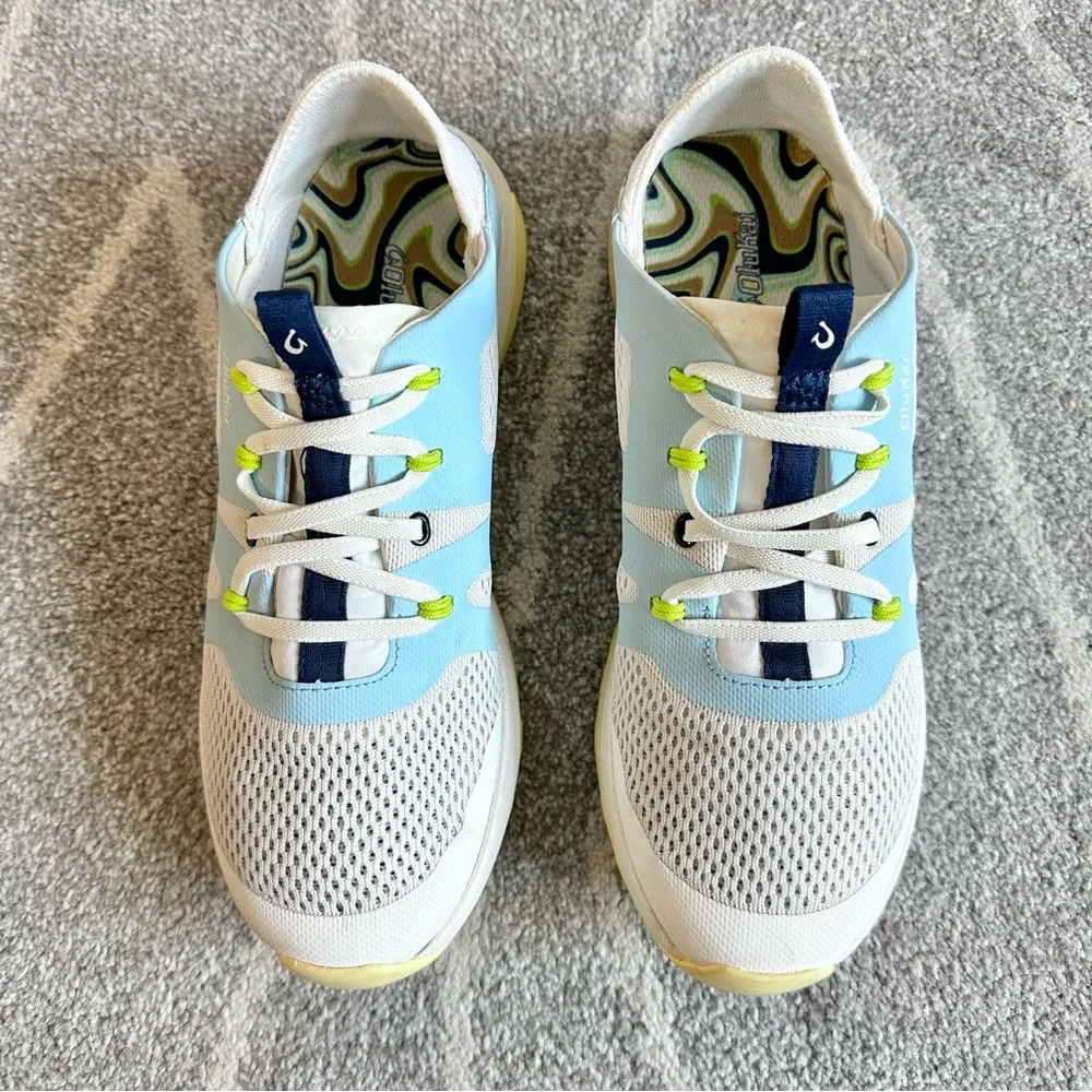 OluKai Huai White and Blue Sneakers Size 8.5 - Picture 3 of 9
